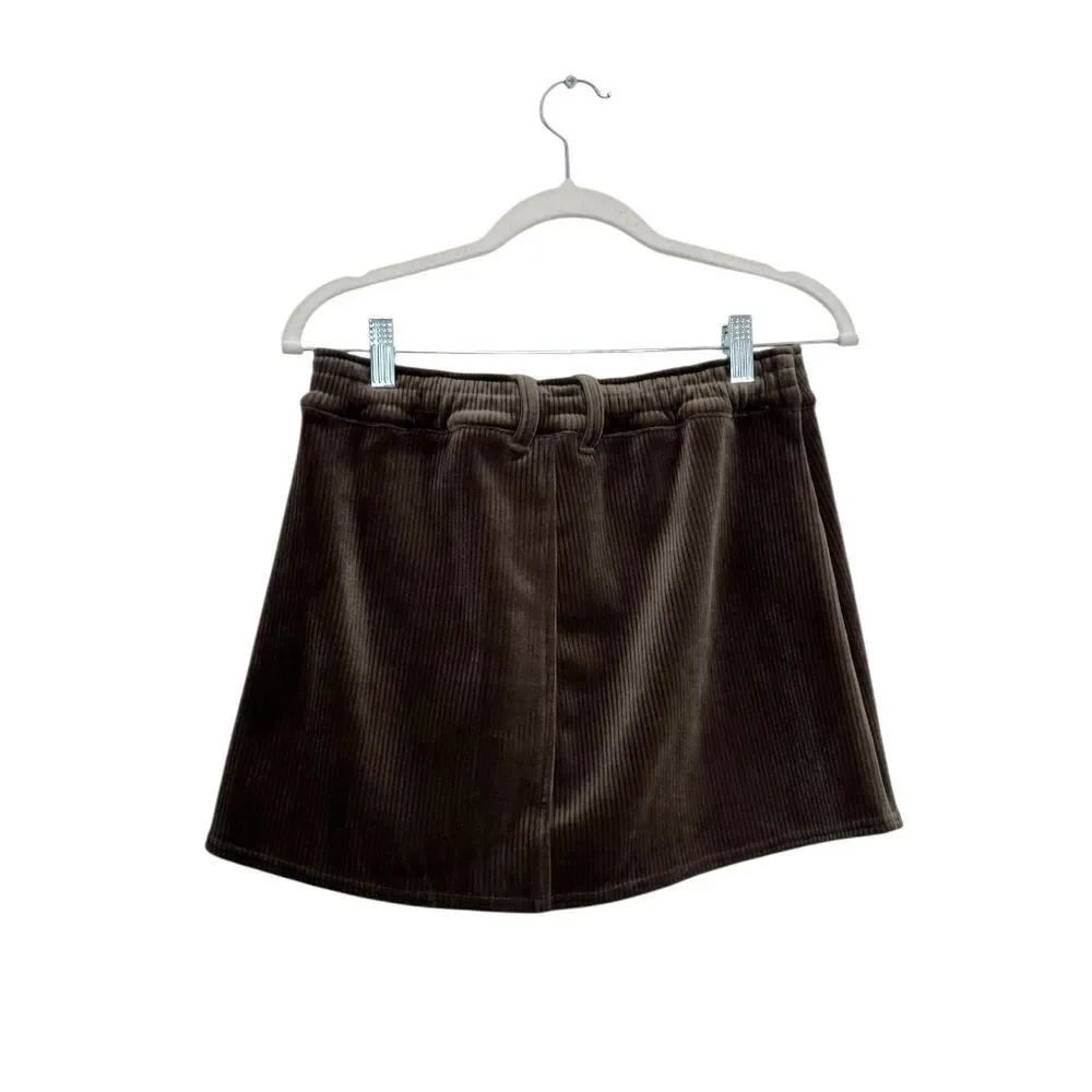 NEW ALO Ribbed Velour Baller Mini Skirt in Macchiato